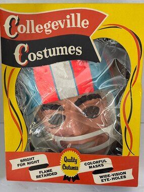 Vintage New Collegeville Halloween Mask Football "Hero" Large Made in the USA